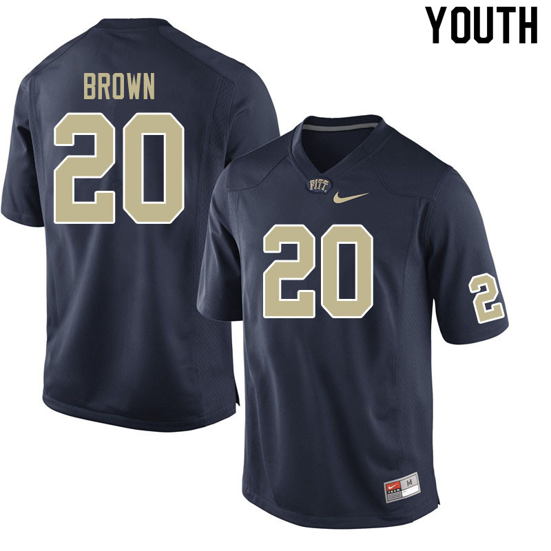 Youth #20 Paris Brown Pitt Panthers College Football Jerseys Sale-Navy